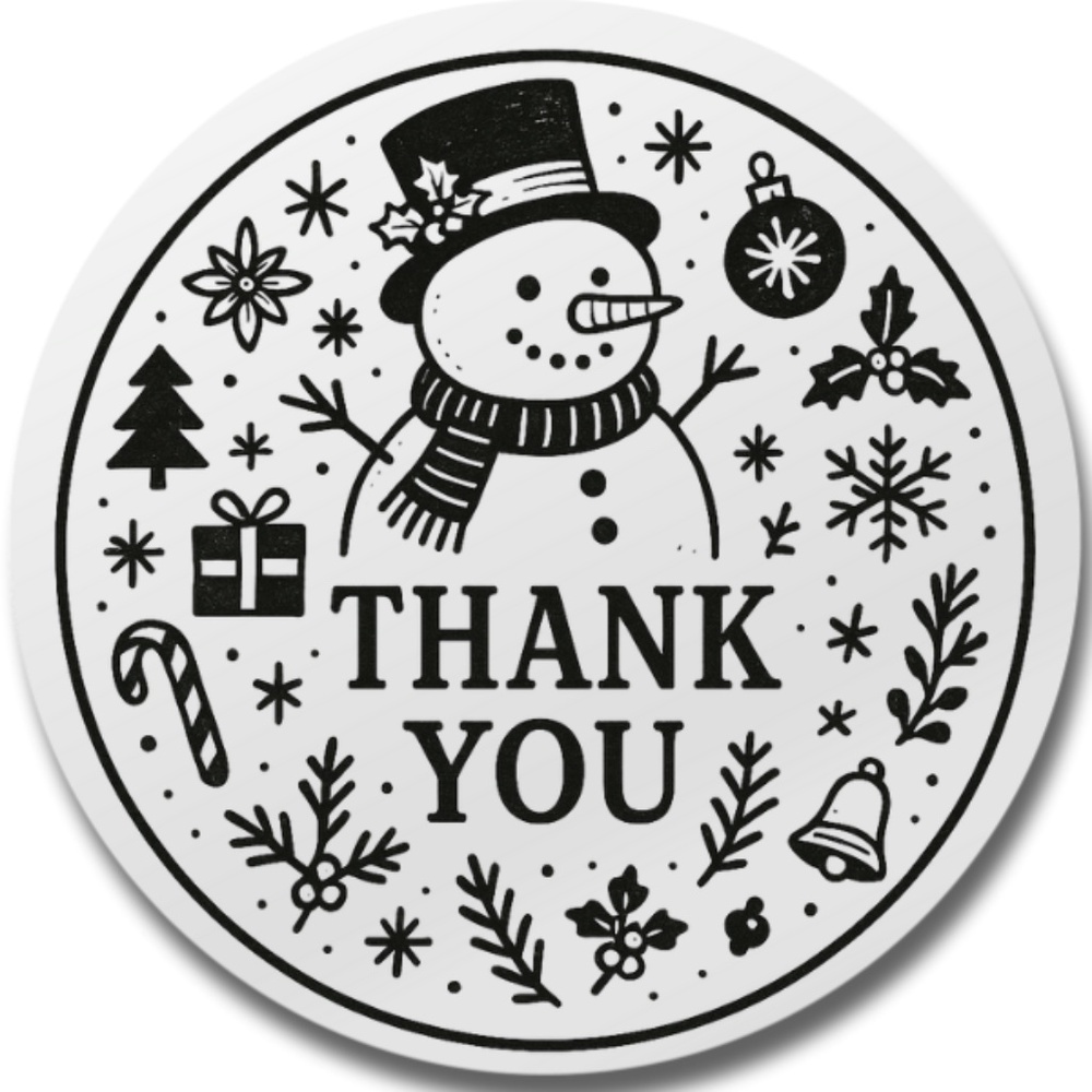 Christmas Gift Packaging Stickers – Snowman Holographic Thank You - Picture 4 of 6